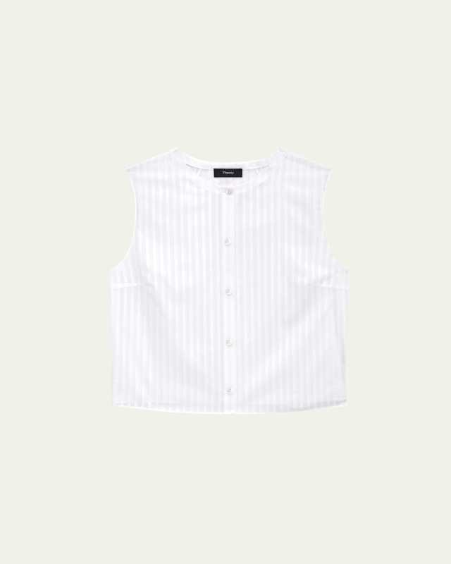Stripe Button-Front Sleeveless She